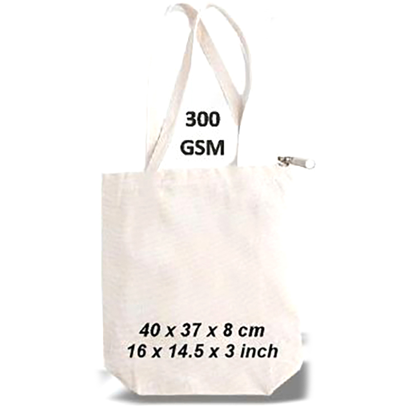 Cotton tote bag with zip