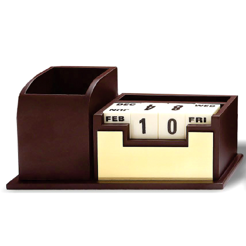 Wooden pen holder  with calender cubes